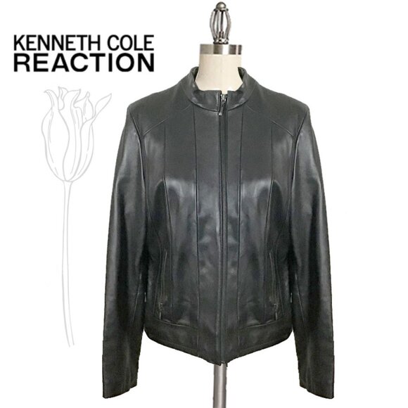Kenneth Cole Reaction Jackets & Blazers - Kenneth Cole Reaction Black Collar Leather Coat